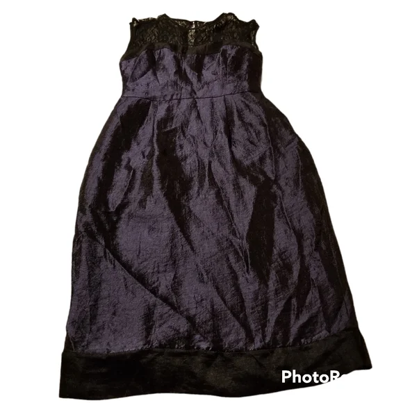 Yoana Baraschi Dresses | Yoana Baraschi Dress Womens Size 4 Blue Satin Lace Nwot | Color: Black/Blue | Size: 4 | Krb3939's Closet